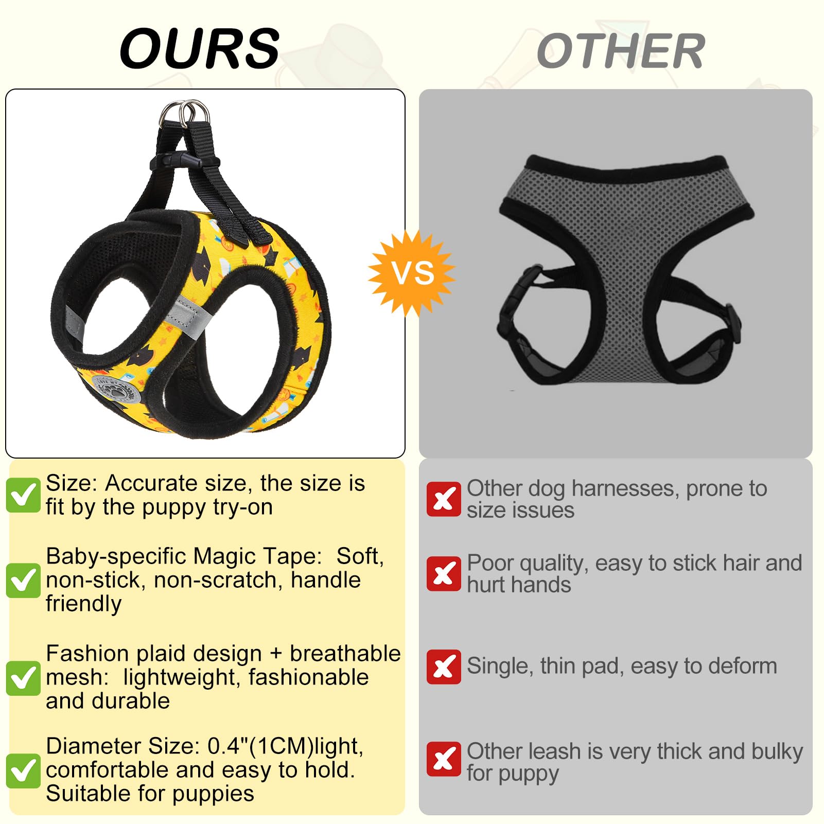 BEAUTYZOO Graduation Dog Harness for Small Medium Dogs Soft Padded Set