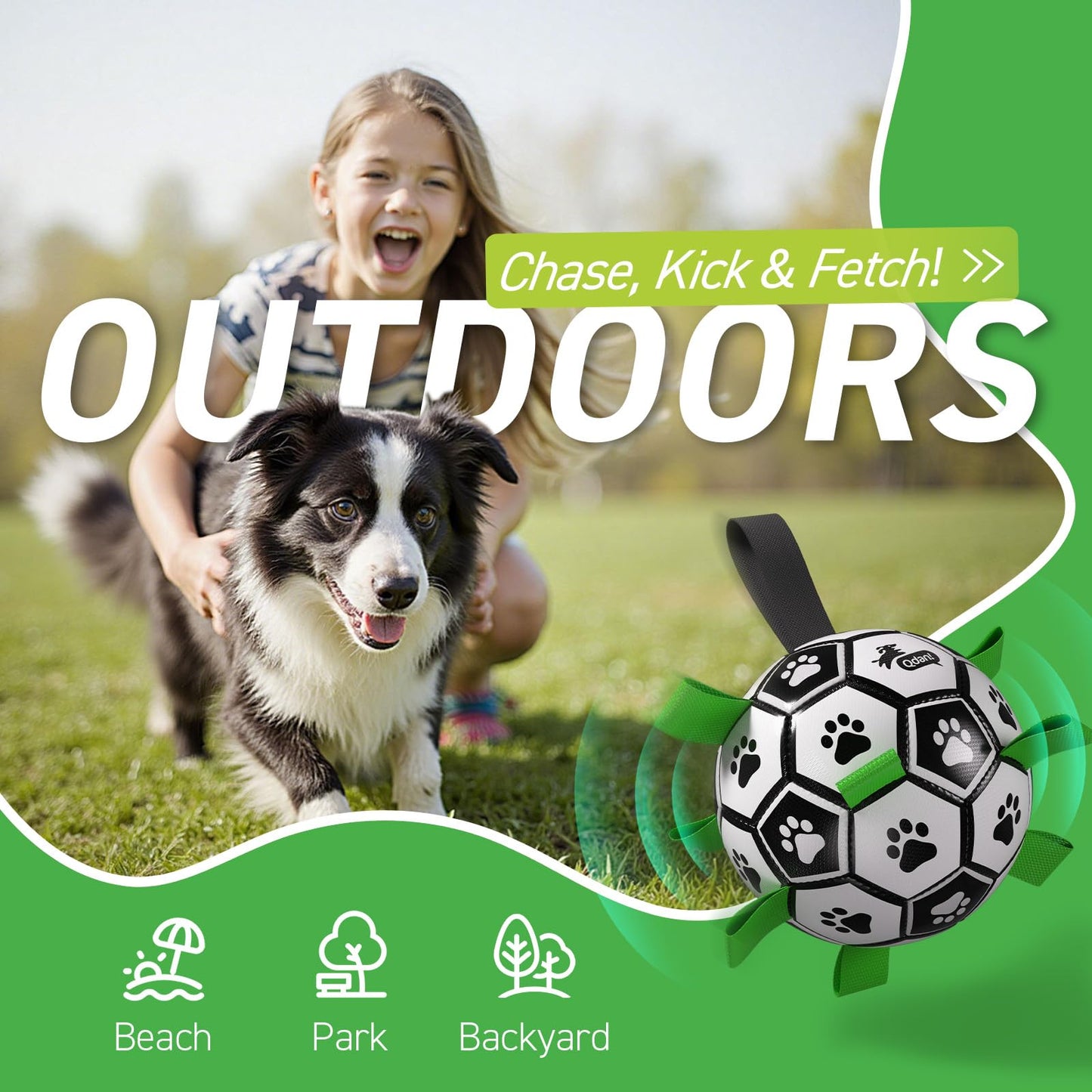 QDAN Dog Soccer Balls Toy with Bell Inside, Outdoor Interactive Balls