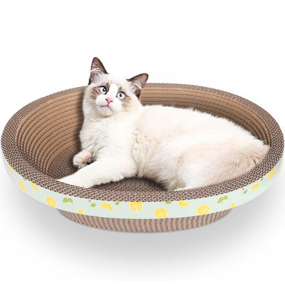 ROMOHOM Oval Large Cat Scratcher Cardboard Bed Lounger Couch, Pad