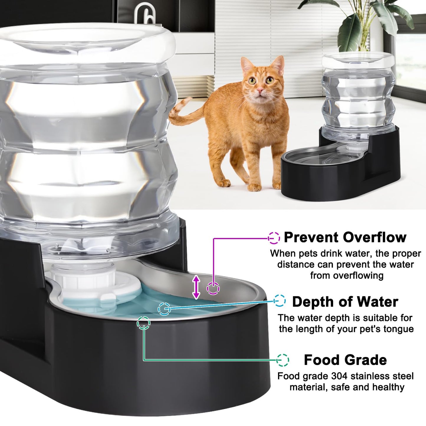 RIZZARI Dog Food Water Dispenser: Large Stainless Steel Feeder