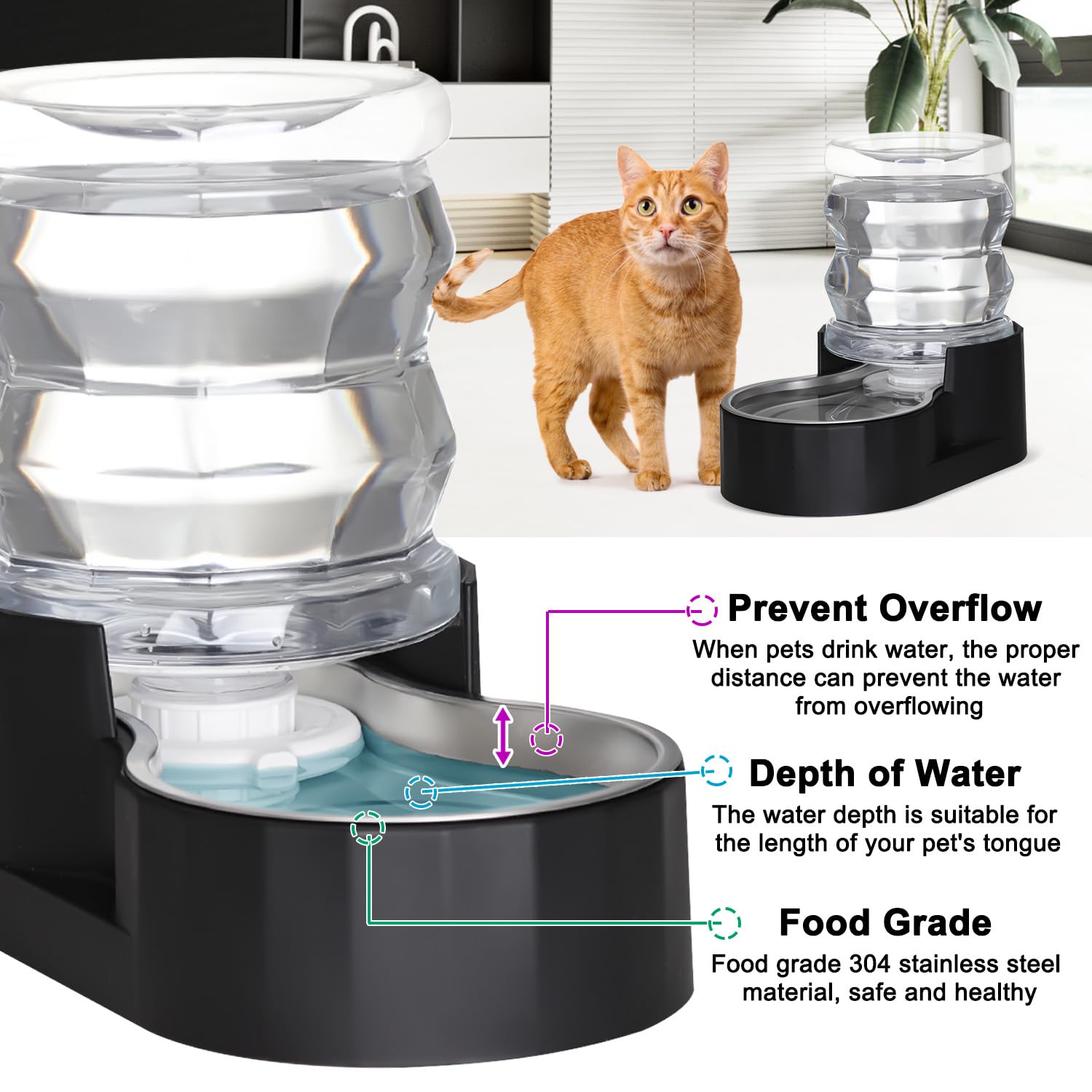 RIZZARI Dog Food Water Dispenser: Large Stainless Steel Feeder