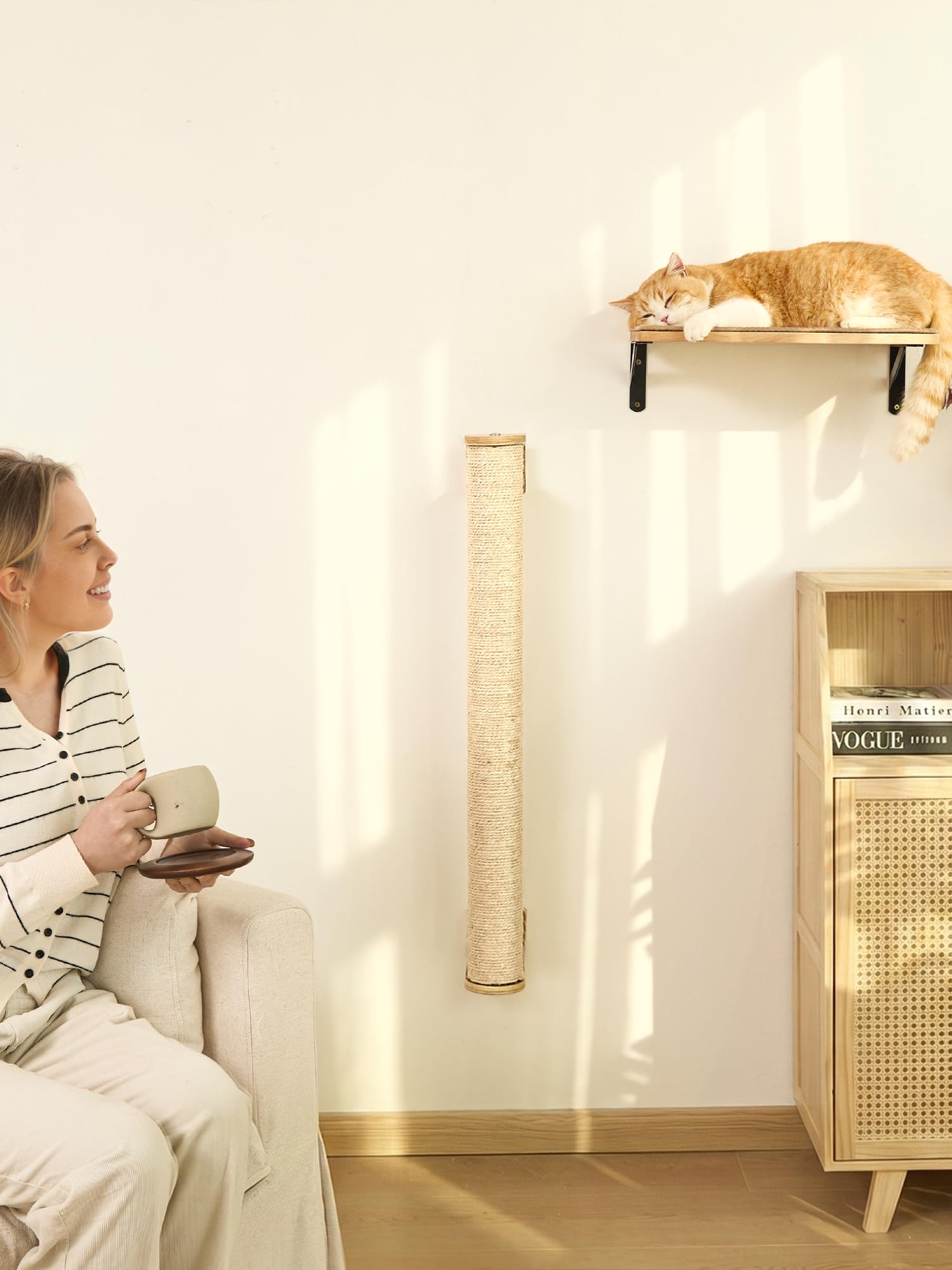 FUKUMARU Cat Wall Scratcher, 28" Wall Mounted Kitten Scratching Post
