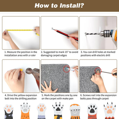 FHTONGE 71x15.8 Thickened Cat Wall Climbing Carpet with 16 Furniture
