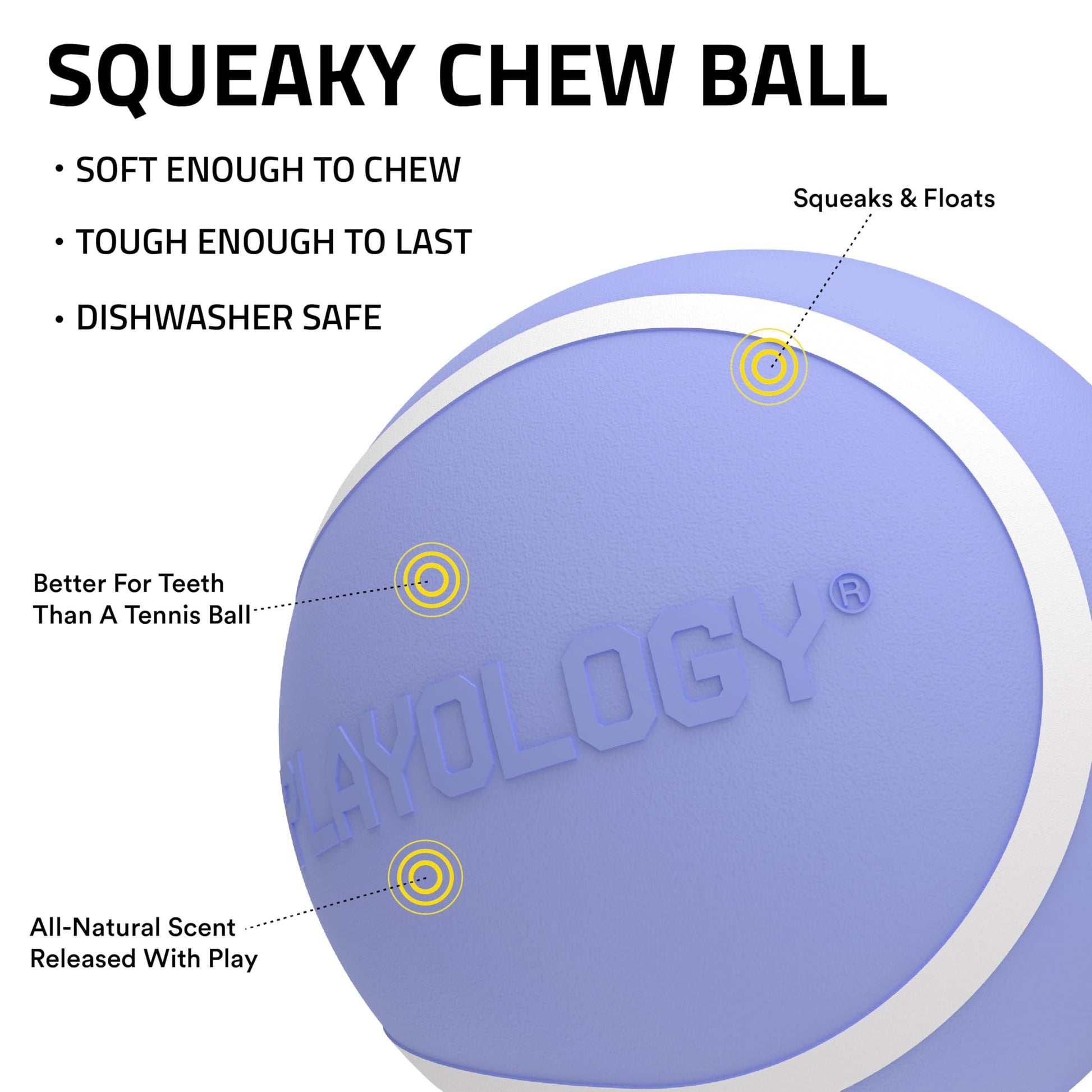 Playology Dog Toys, Squeaky Chew Ball for Dogs, Value 3-Pack Chew