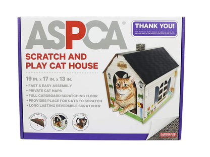 ASPCA Cardboard Cat House Hideaway Playhouse with Cat Scratcher