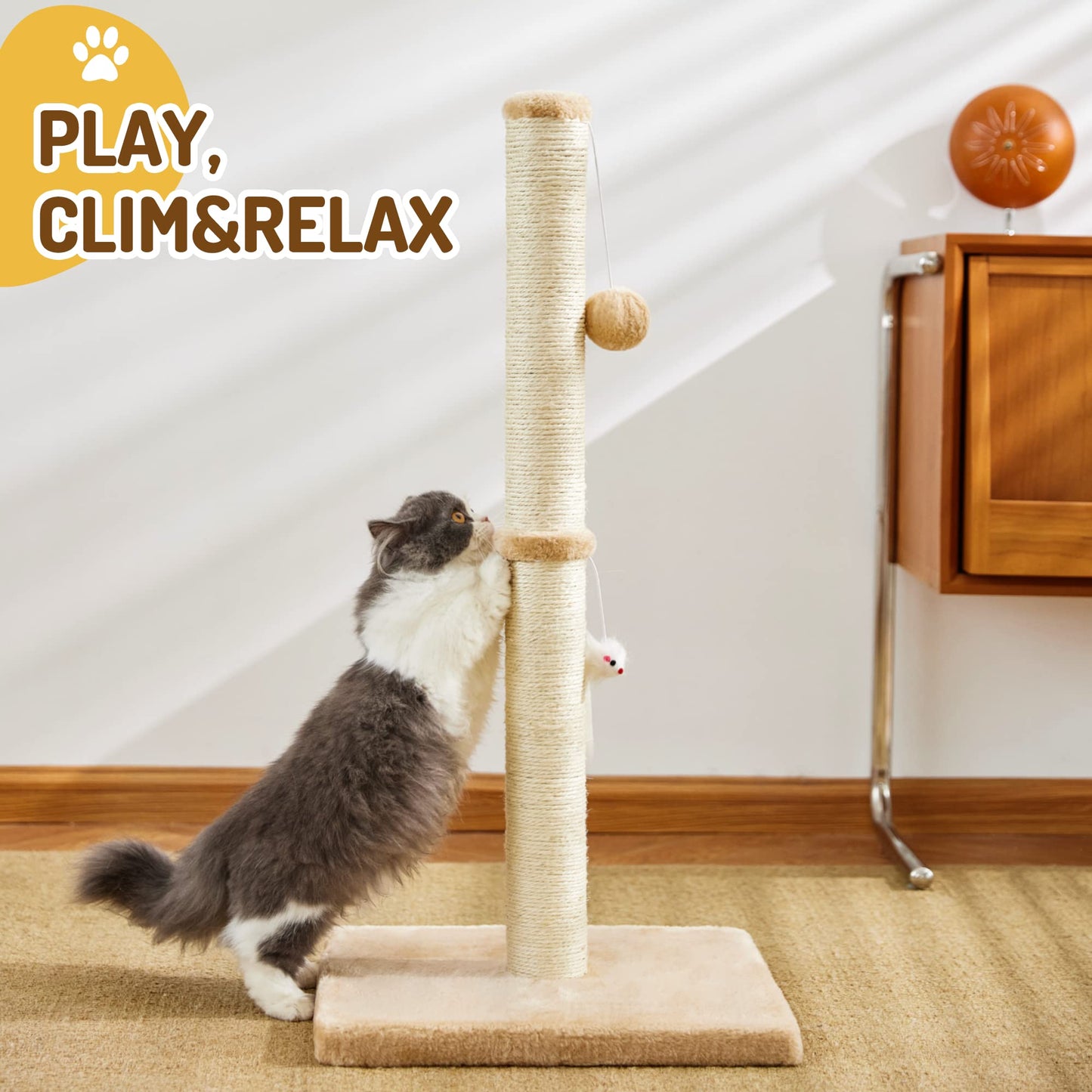 MeowHomm 32” Tall Cat Scratching Posts for Indoor Cats Adults Posts