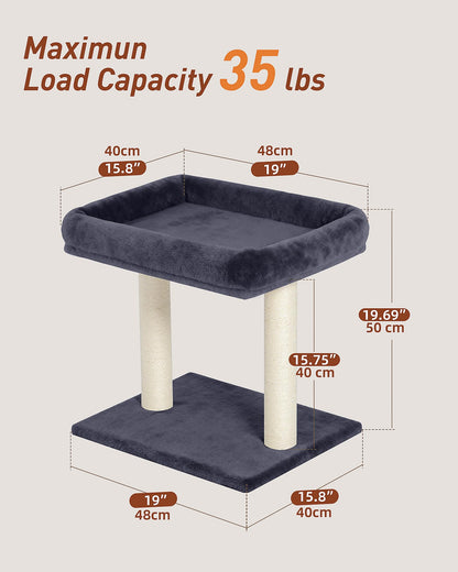 KinoTail Cat Tree with Large Top Perch Bed (19"×15.8"), Tower