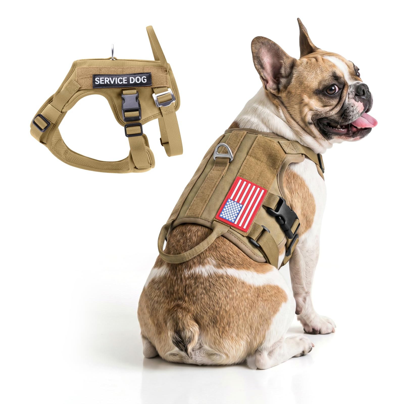 FAYOGOO Tactical Dog Harness for Small and Medium Breed Mesh Harness