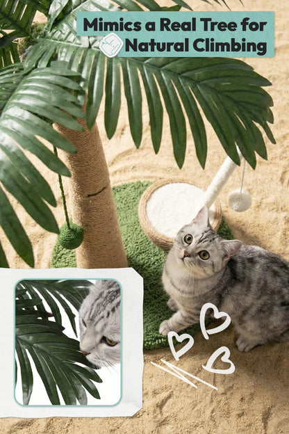 POMESEA 33" Tall Cat Scratching Post, Natural Jute Cat Scratcher Ball