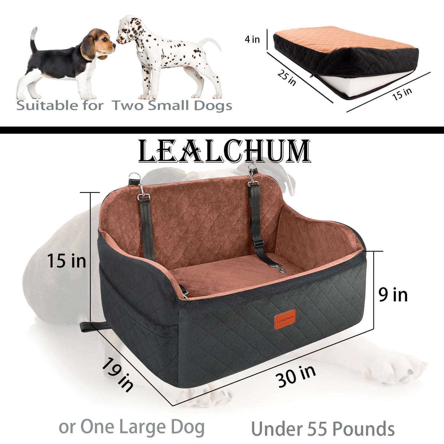 Lealchum Dog Car Seat for Large Size Dog,Soft Fabric Car Dog Bed Seat