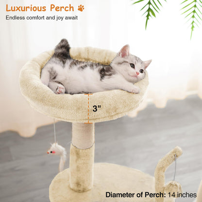 Goozii Large Cat Tree Tower with Scratching Post, Modern Kitten Bed