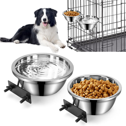 Dog Crate Bowls Hanging No Spill, 2 Pack Crate Water Bowl Bowl