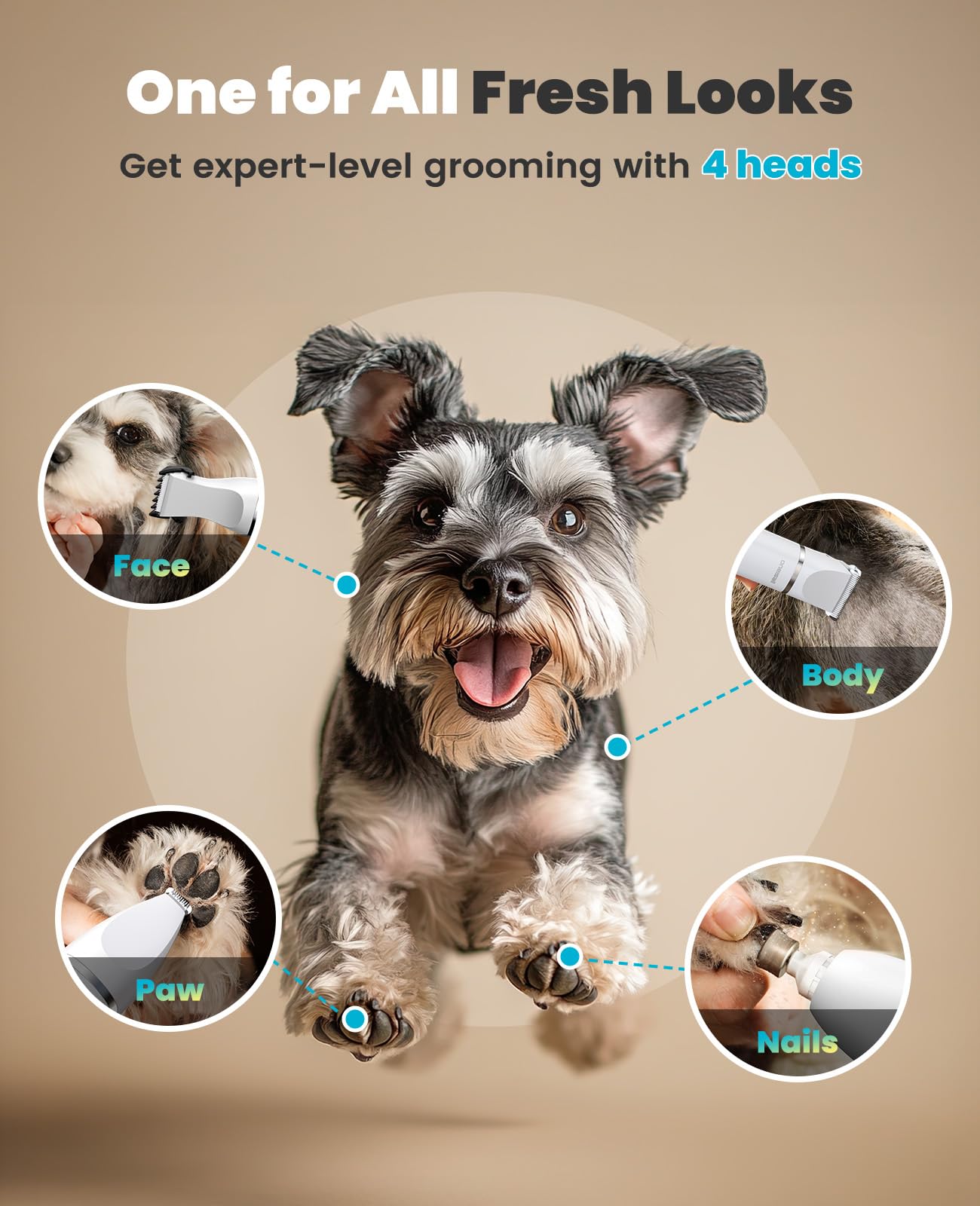 oneisall 1 Dog Grooming Kit with LCD Display, Dog Hair Trimmer Trimmer