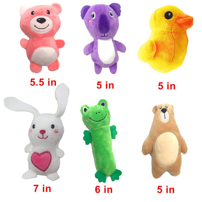 Jalousie 12 Pack Plush Animal Dog Toy, Squeaky Chew Toys