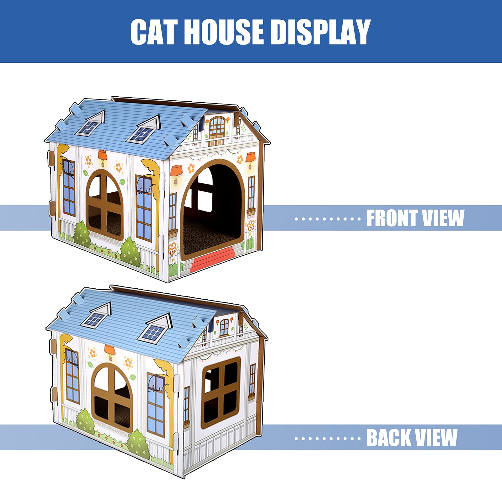 SEKAM Cardboard Cat House with Scratcher/Catnip L x W x H), Play House