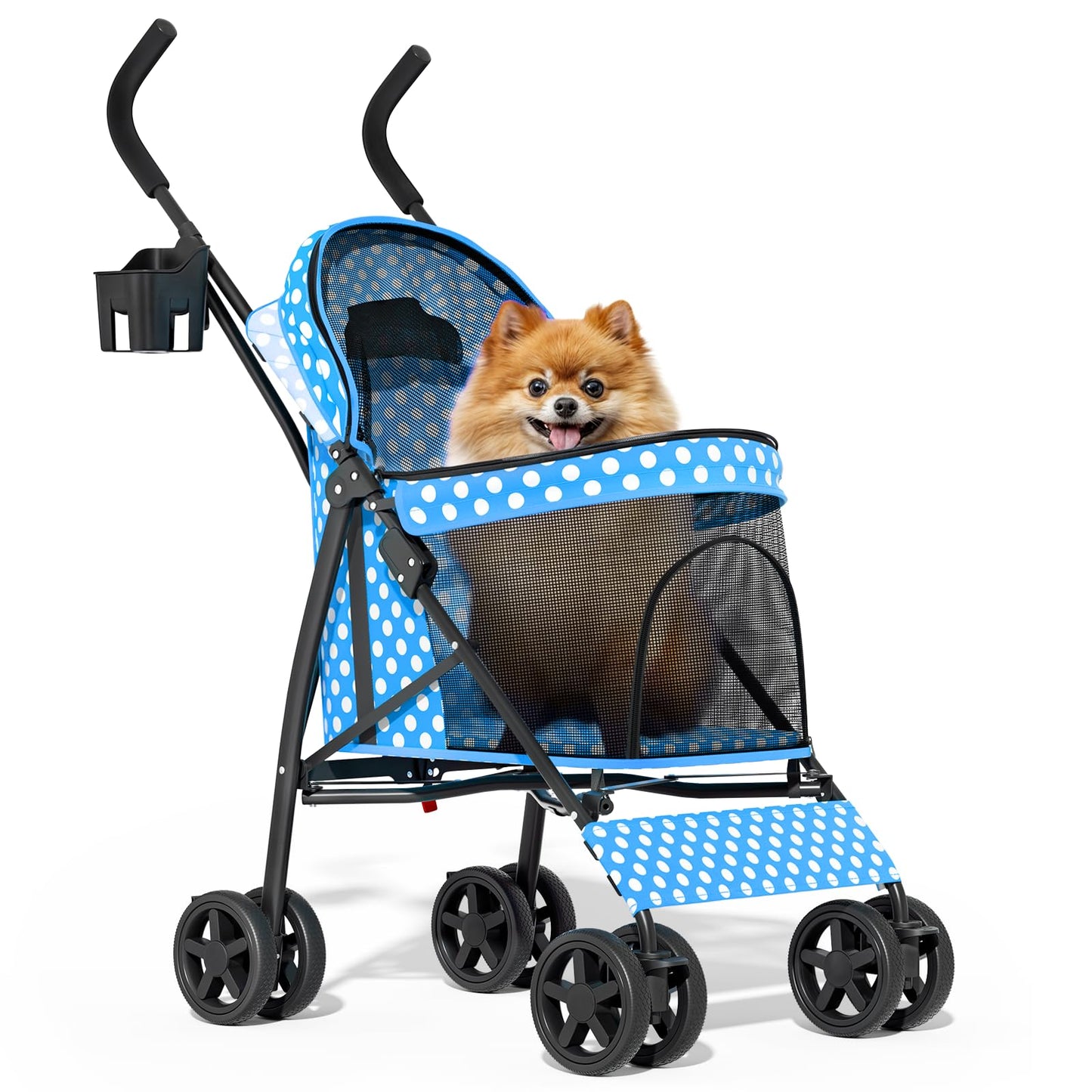 MoNiBloom 4 Wheels Pet Stroller, Easy-Fold Umbrella Shaped Bag