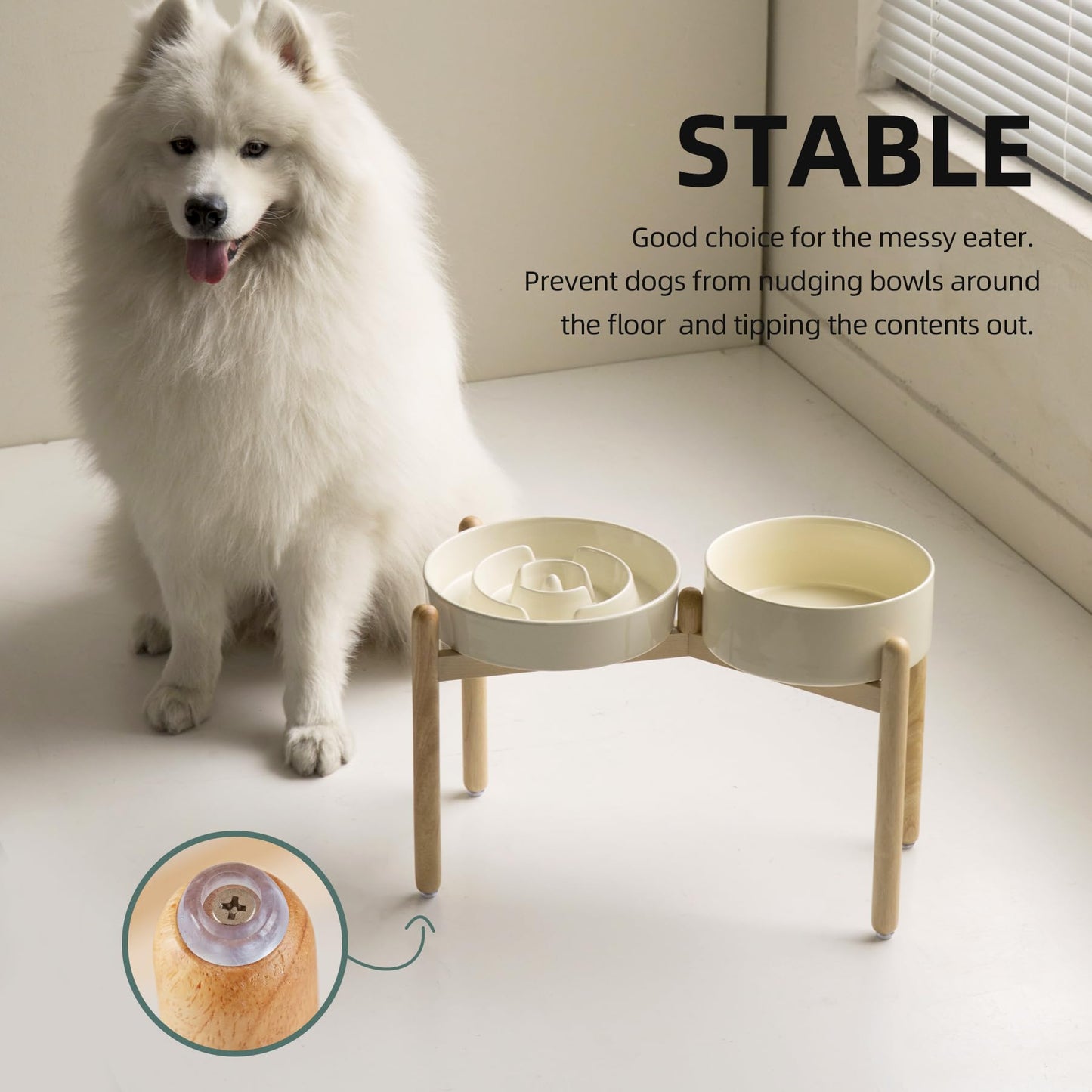 Havniva 3.2 Cup Ceramic Raised Slow Feeder Dog Bowl Set, Elevated Set