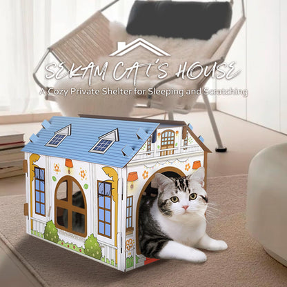 SEKAM Cardboard Cat House with Scratcher/Catnip L x W x H), Play House