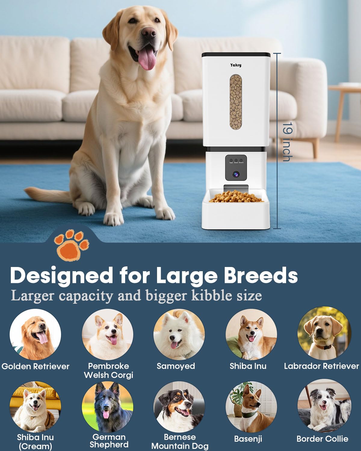 Automatic Dog Feeder Large Breed with Camera /50 Cups WiFi Dispenser