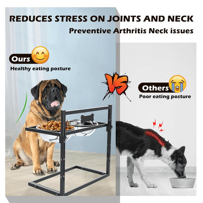 SHAINFUN Elevated Dog Feeder for Large Breeds, Adjustable Height Bowl