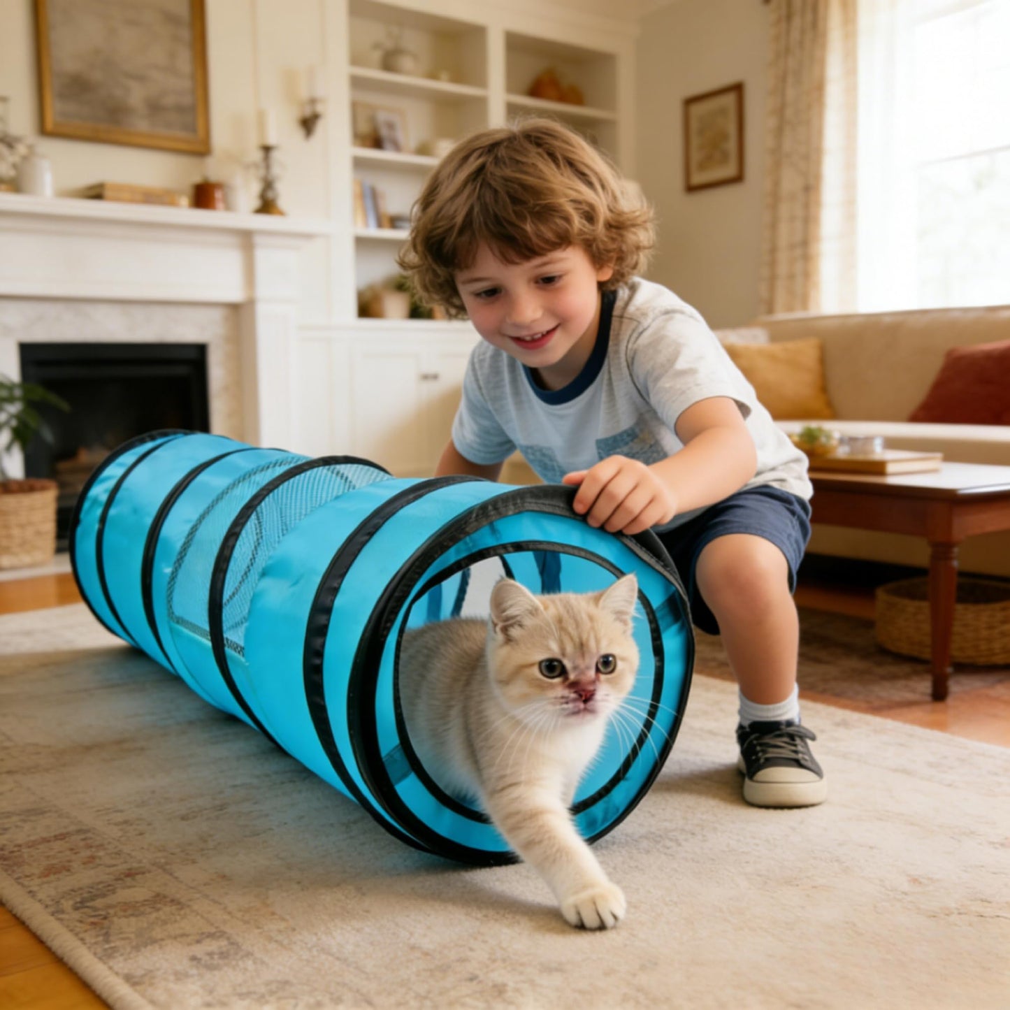PAWISE Cat Tunnel for Indoor Cats, Collapsible Interactive Cat Toy