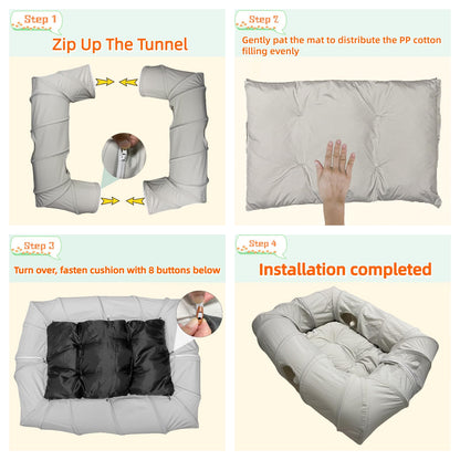 XxingSheep 4 Ways Shuttled XL Cat Tunnel Bed for Indoor Cats Bed