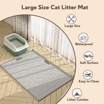 Garoopion Cat Litter Box Mat, Large 40" X 28" Litter Trapping Mat