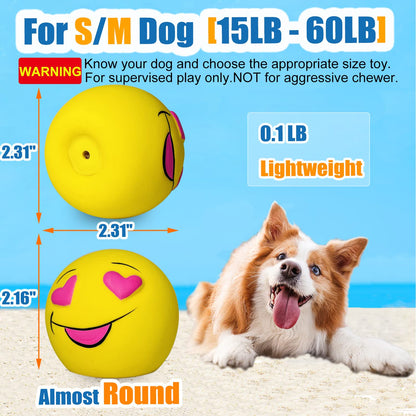 HOLYSTEED Squeaky Dog Toys for Medium Dogs, Soft Latex Squeaky Balls