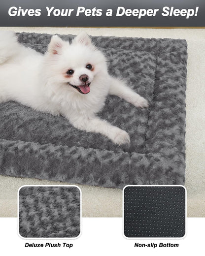 Washable Dog Bed Mat Ultra Soft Dog Crate Pad Comfy Fluffy Pet Kennel