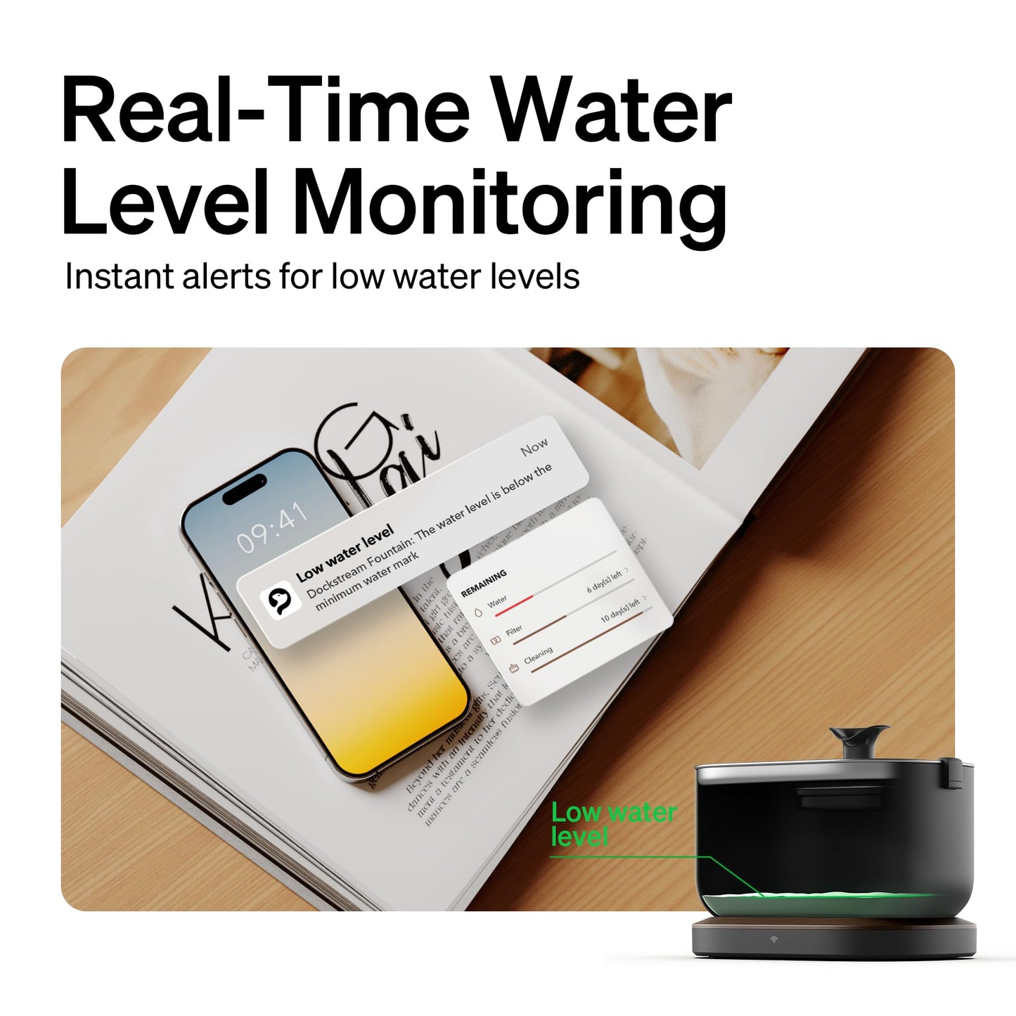 PETLIBRO Cat Water Fountain, App Monitoring Pet Fountains Tray