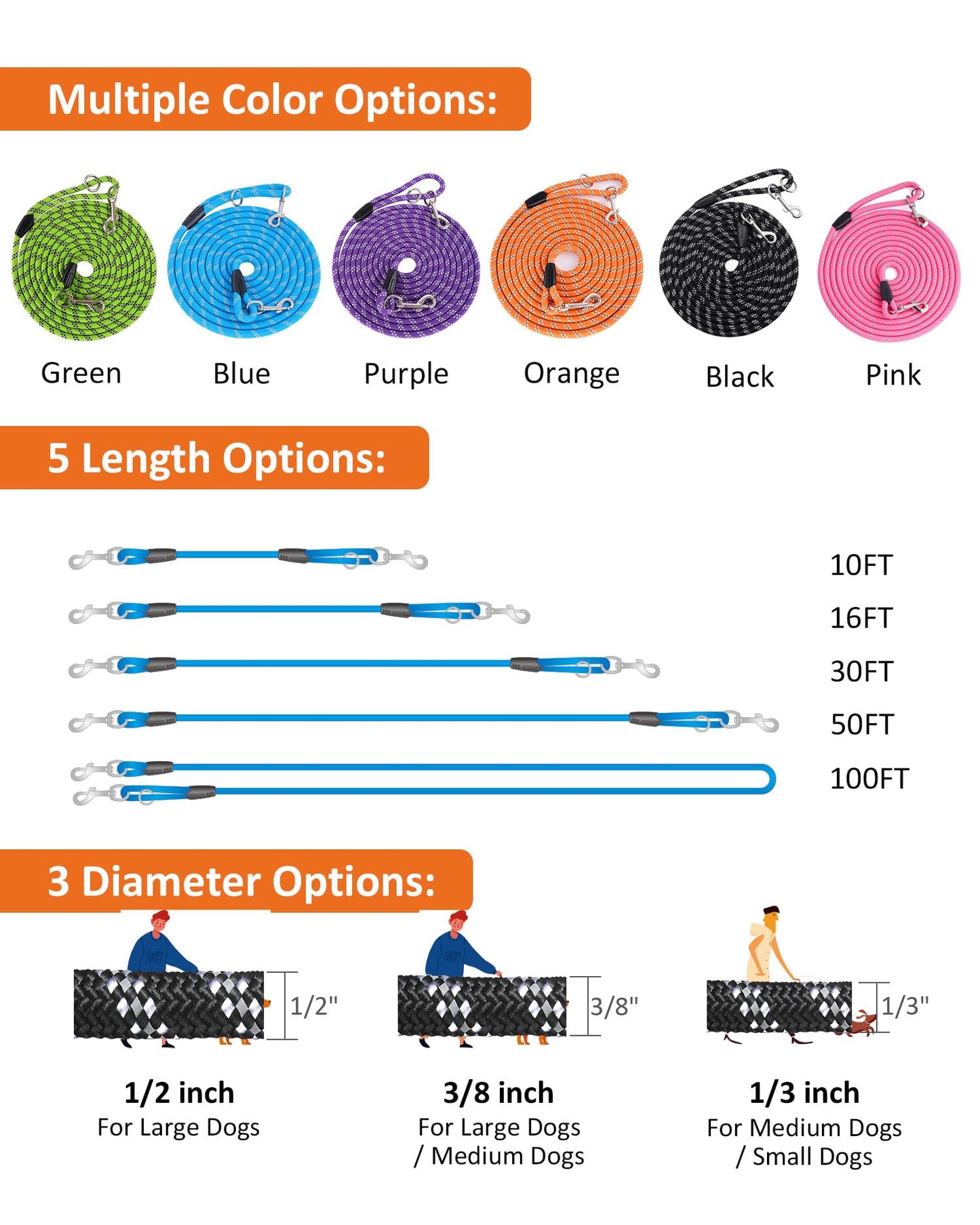 Long Dog Leash for Dog Training Heavy Duty Dog Lead