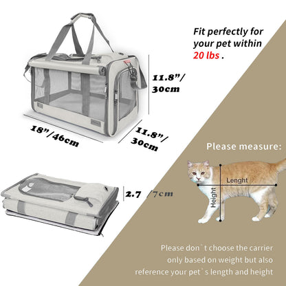 GAPZER Pet Carrier for Large Cat Soft-Sided Animal Traveling Bag