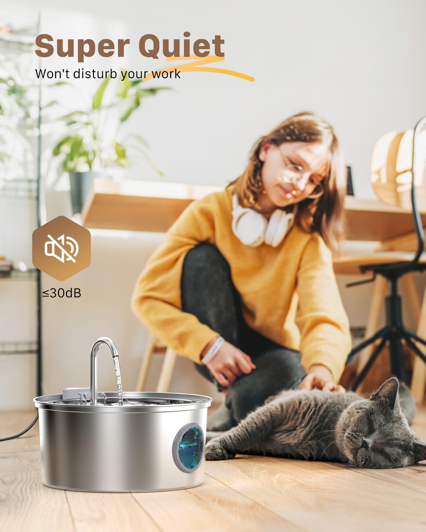 Pet Water Fountain Stainless Steel: Cat Water Fountains Bowl