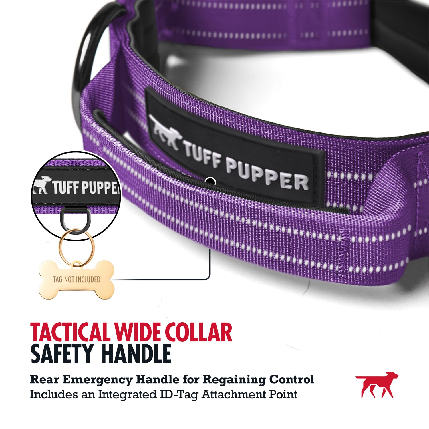 Tuff Pupper Tactical Dog Collar, Heavy Duty 1.5" Wide Ballistic Collar