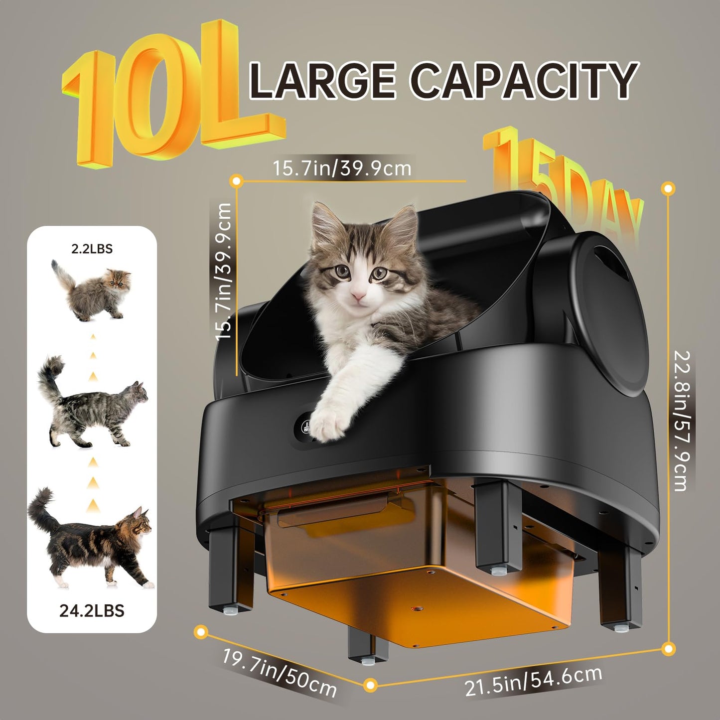 Automatic Cat Litter Box, Electric Large Open-Top Self Cleaning Litter