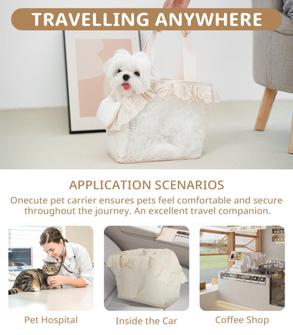 ONECUTE Dog Carrier for Small Dogs Rabbit cat with Lace Design, Bag
