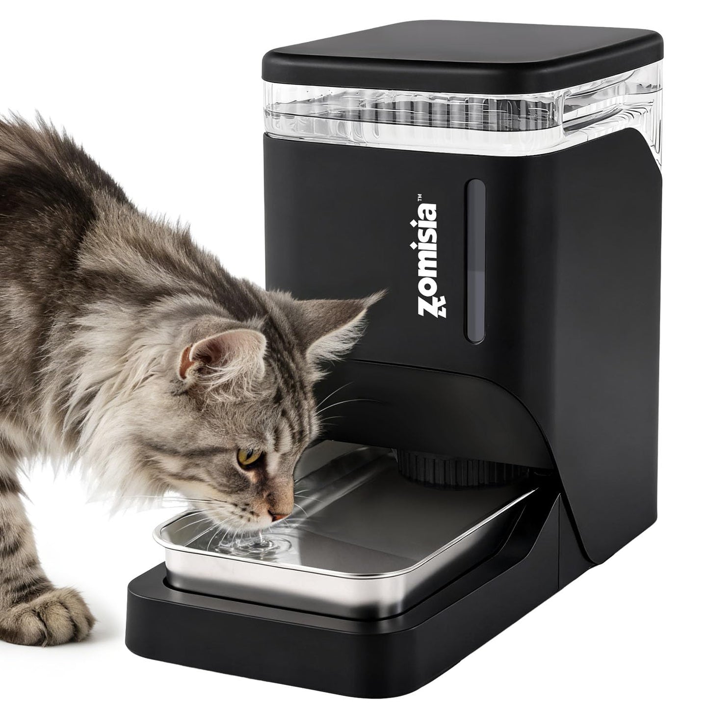 ZOMISIA Gravity Cat Water Dispenser with Stainless Steel Bowl