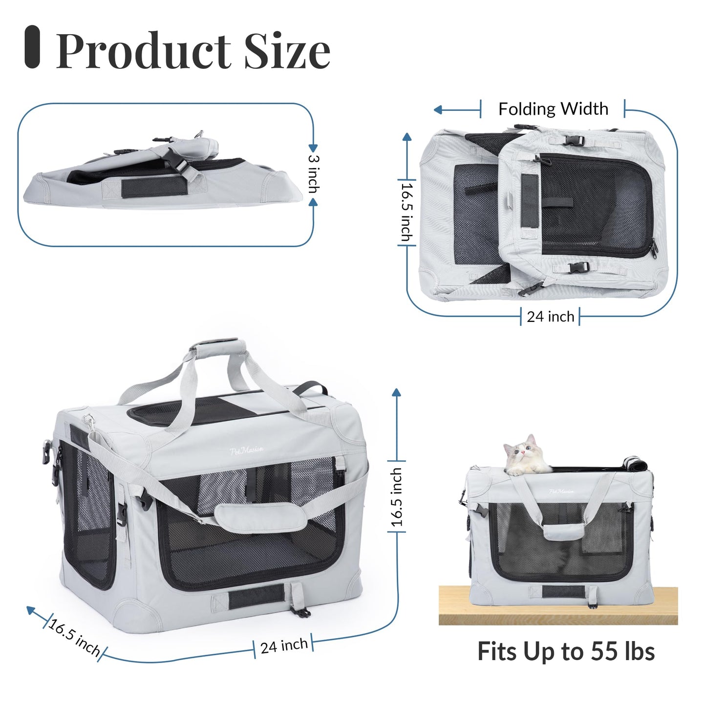 PetMasion Extra Large Cat Carrier for 2 Cats, Collapsible Soft Bag