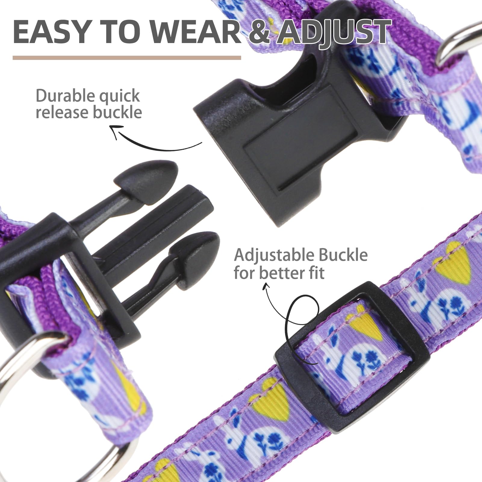 PUPTECK No Pull Easter Dog Harness Soft Adjustable Basic Nylon Harness