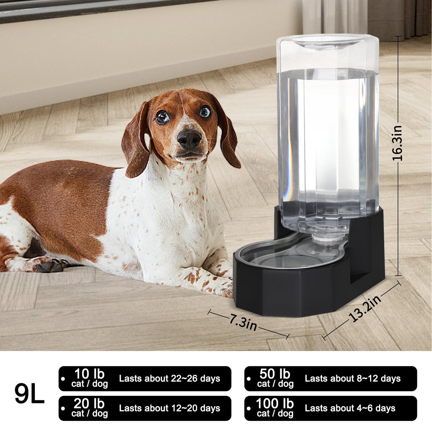 Sfozstra Large Dog Water Dispenser: Gravity Gravity Water Feeder