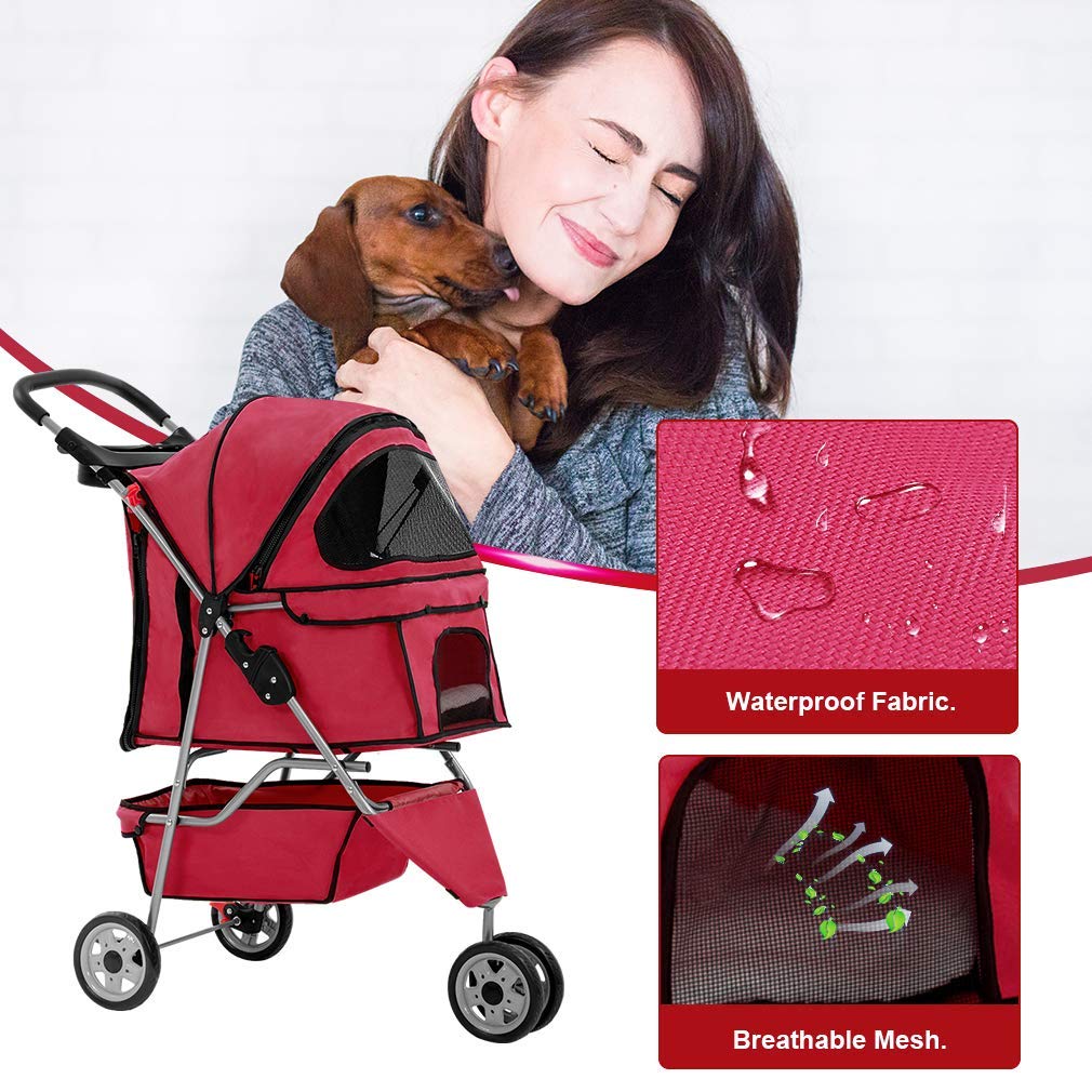 BestPet 3 Wheels Pet Dog Stroller Cat Cage