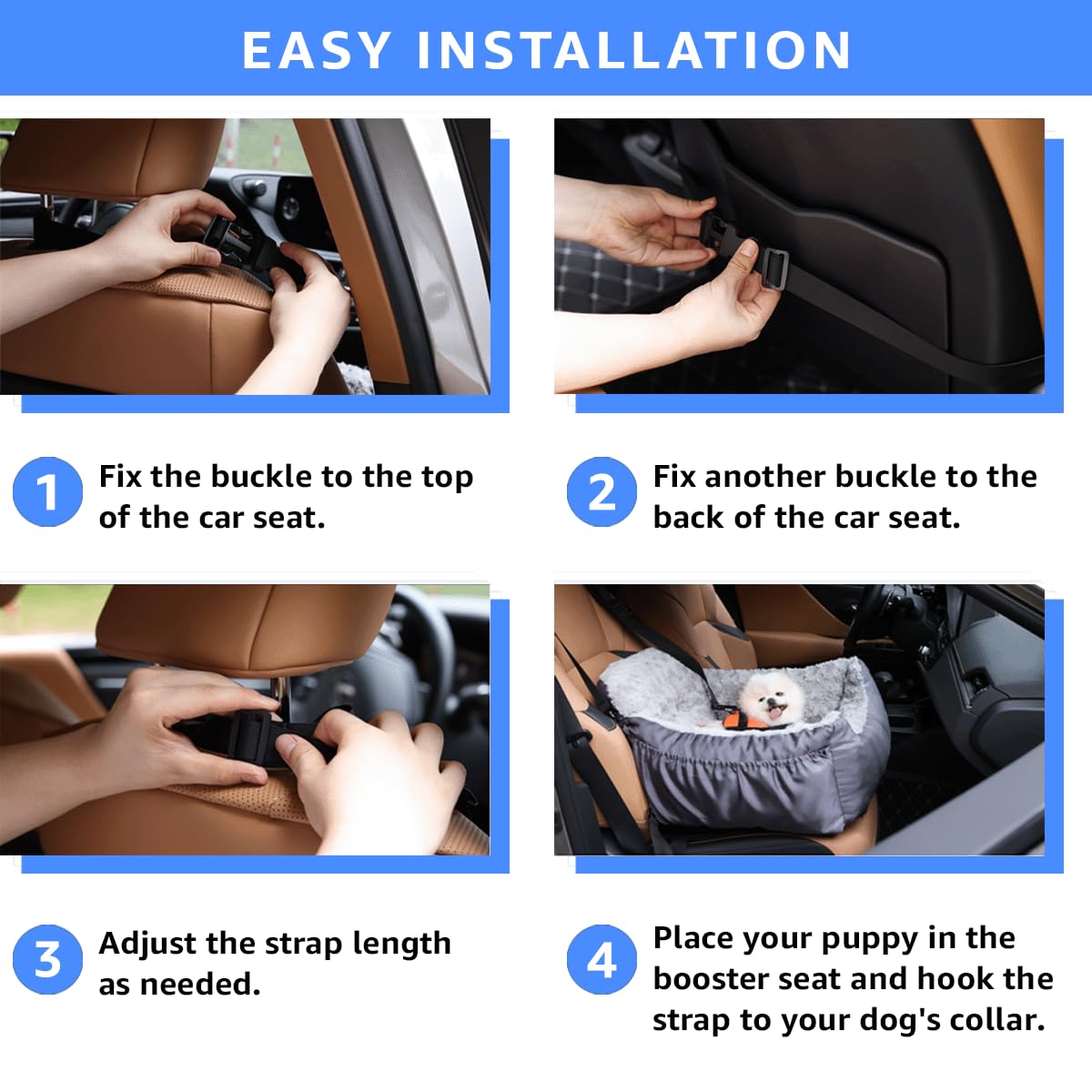 Oiilores Dog Car Seat for Small Dogs, Washable Pet Booster Car Seat