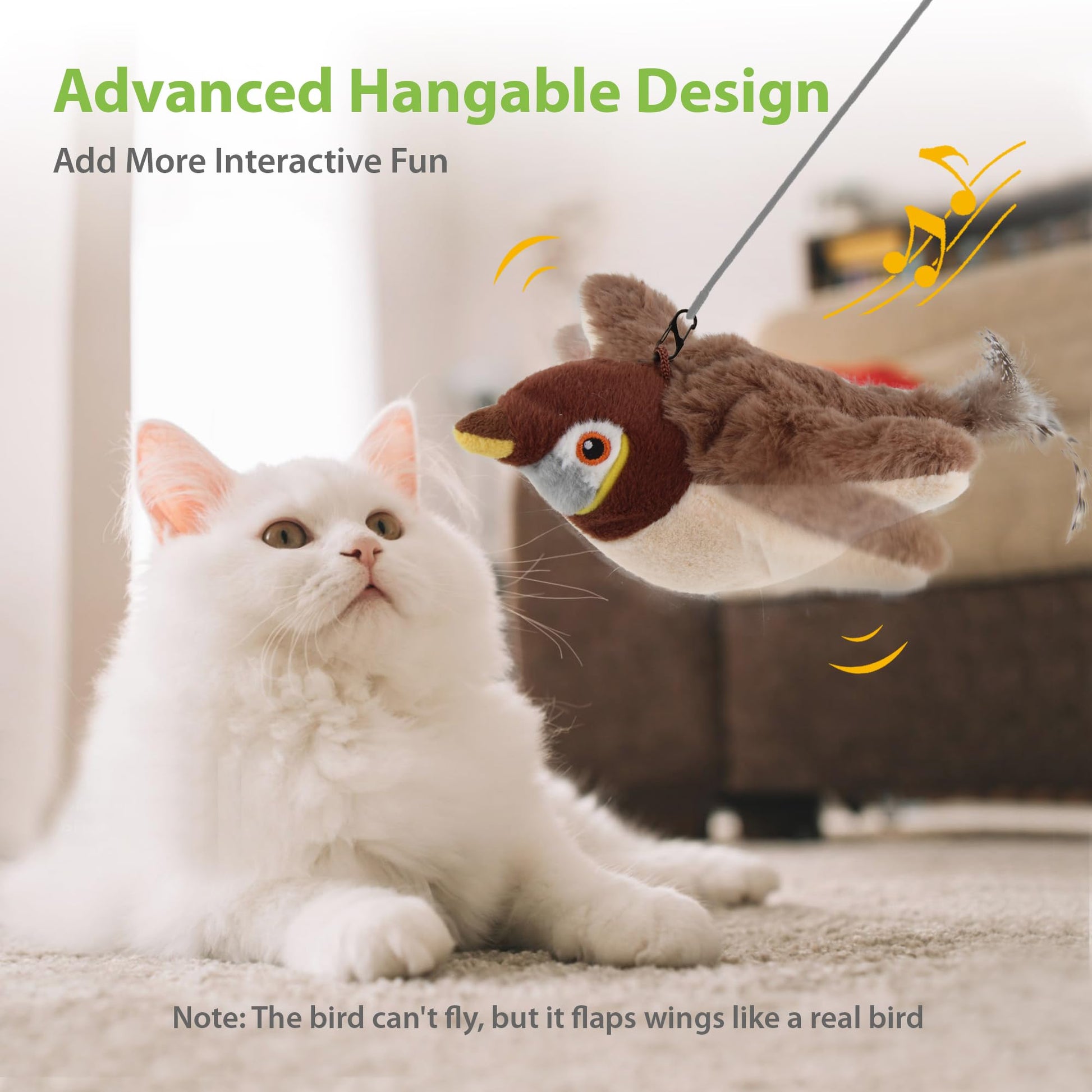 Gigwi PETGEEK Flapping Bird Cat Toy, Interactive Simulated Catnip