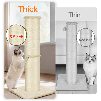 PAWSCRAT Cat Scratching Post High, Large Diameter Natural Scratcher