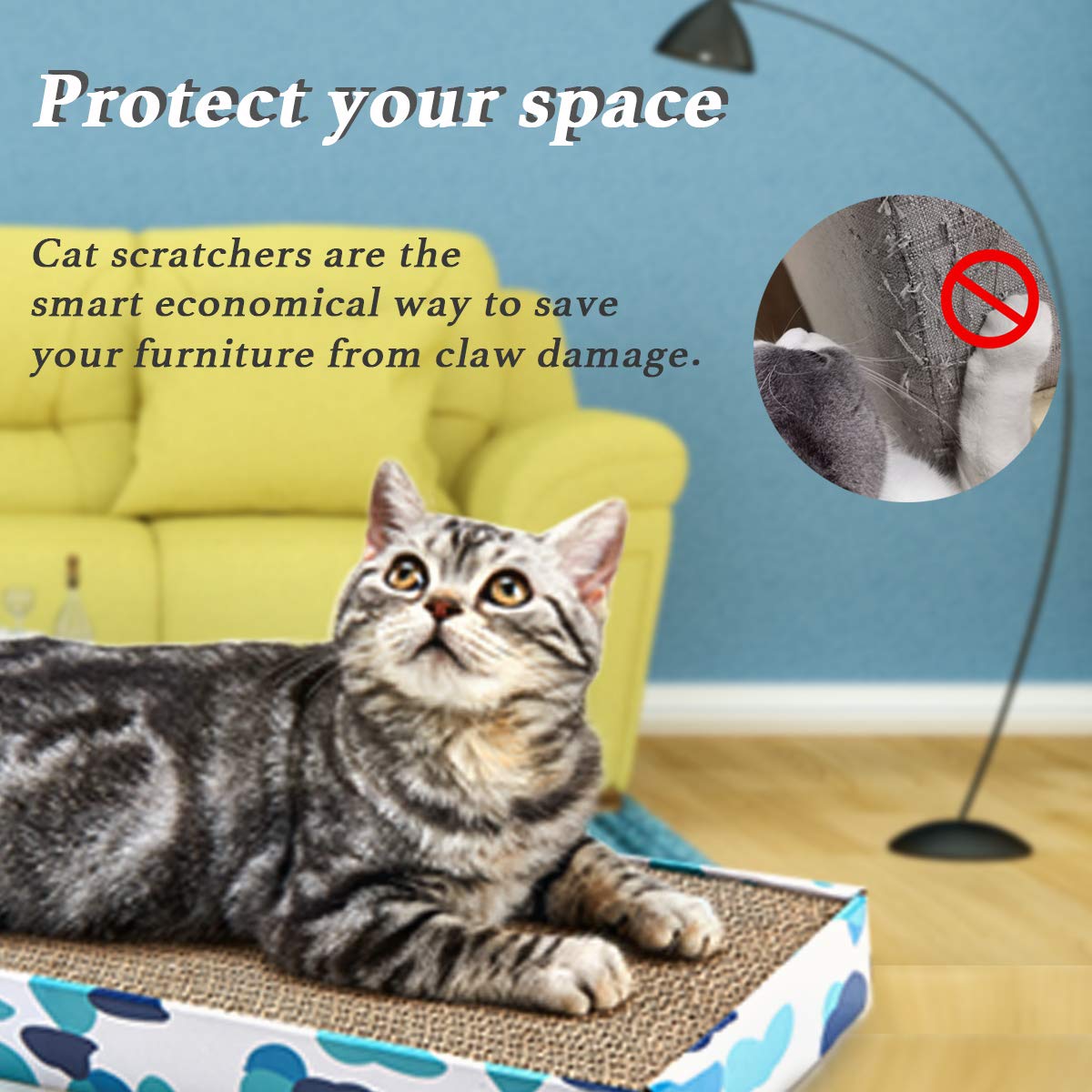 PEEKAB Cat Scratcher Cardboard Reversible Cat Scratch pad Kitty Pad