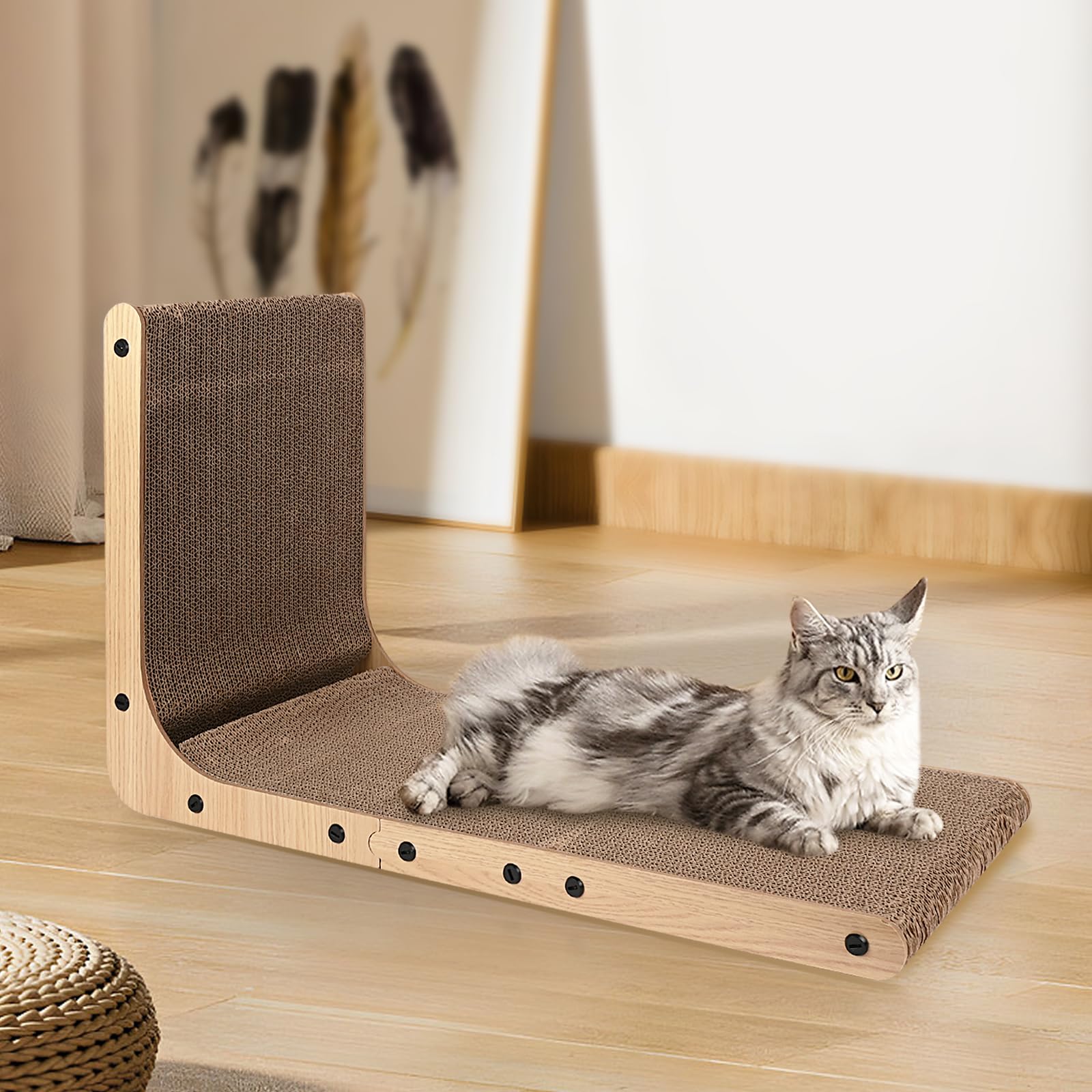 SOCATER Cat Scratcher L Shape Large, Cat Scratching Pad for Ball