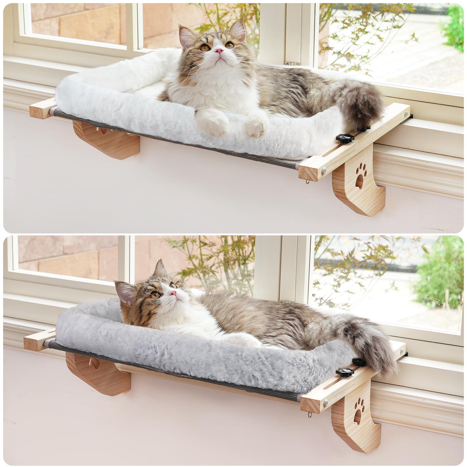 AMOSIJOY Cat Sill Window Perch Sturdy Hammock Window Seat with Cushion