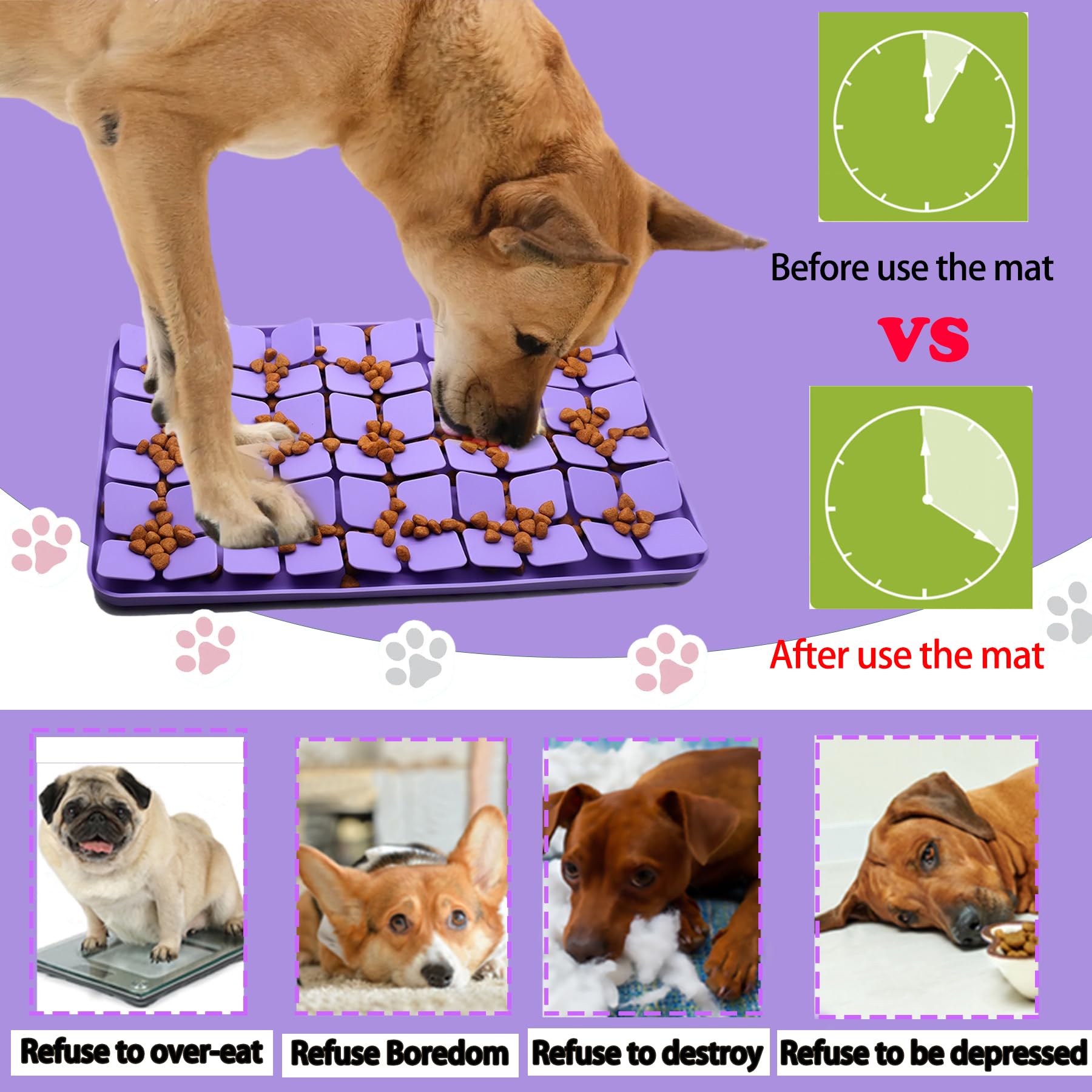Femont Silicone Snuffle Mat for Small Medium Dogs,Slow Feeder Lick Mat