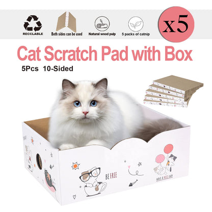 5 Packs in 1 Cat Scratch Pad with Box, Cat Scratcher
