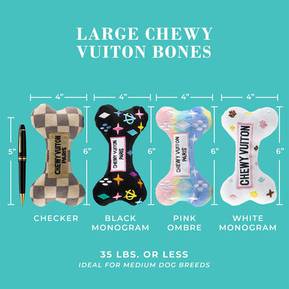 Haute Diggity Dog Chewy Vuiton Bones Plush Squeaky Dog Toys